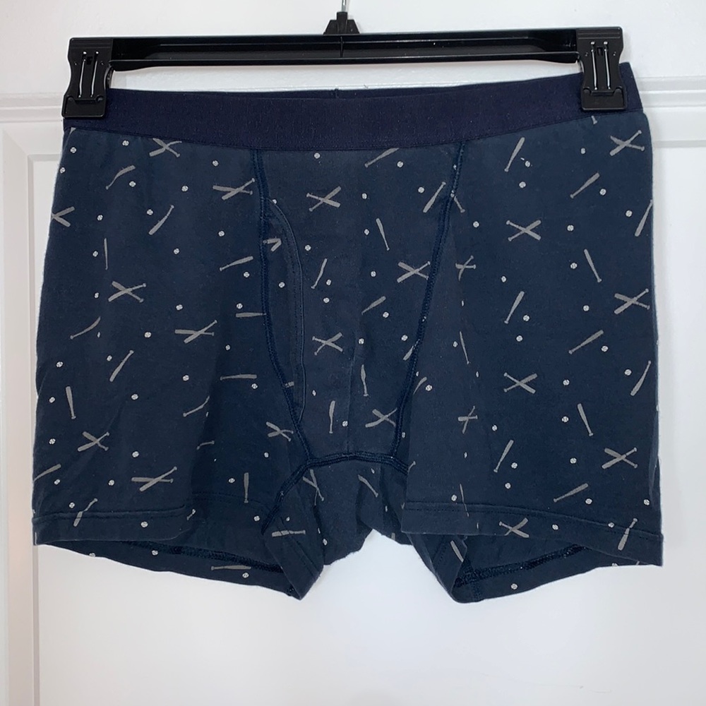 Uniqlo Mens Medium Blue with Baseball and Bat Pattern Boxer Briefs Used